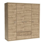 Armoire de Chambre BALESTRAND - Chêne - Tringle à Vêtements - 196 x 201 x 58 cm