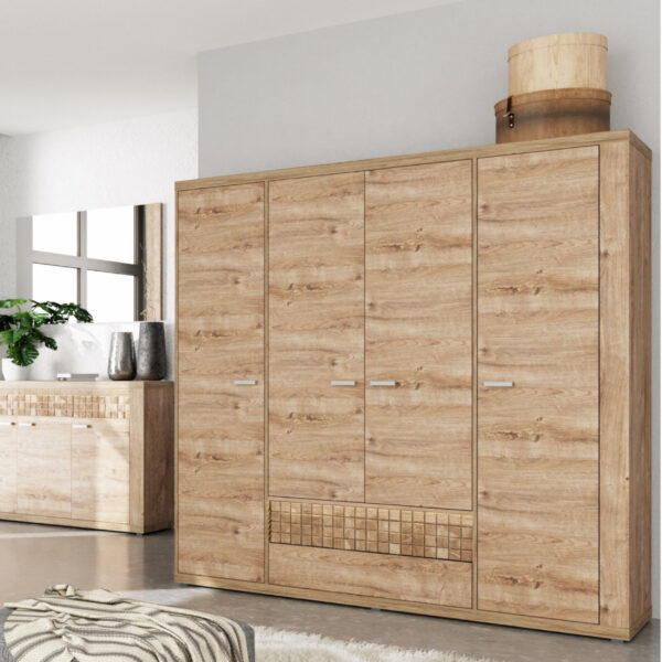 Armoire de Chambre BALESTRAND - Chêne - Tringle à Vêtements - 196 x 201 x 58 cm – Image 2