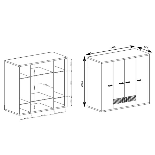 Armoire de Chambre BALESTRAND - Chêne - Tringle à Vêtements - 196 x 201 x 58 cm – Image 3