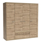Armoire de Chambre BALESTRAND - Chêne - Tringle à Vêtements - Panneau Décoratif - 196 x 201 x 58 cm