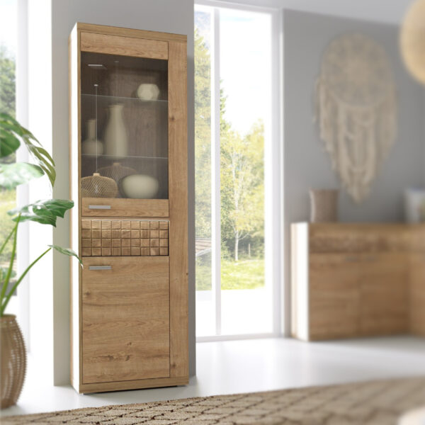 Vitrine BALESTRAND - Chêne - Tiroir - 57 x 201 x 41 cm – Image 2
