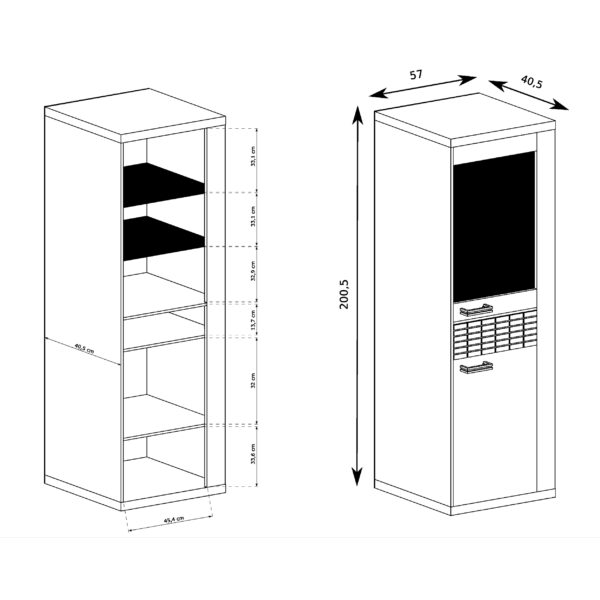 Vitrine BALESTRAND - Chêne - Tiroir - Éclairage - 57 x 201 x 41 cm – Image 3