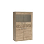 Vitrine BALESTRAND - Chêne - Tiroir - Éclairage - 102 x 160 x 41 cm