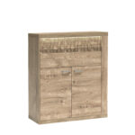 Commode BALESTRAND - Chêne - Tiroirs - Devant Décoratif - Plateau Éclairé - 102 x 119 x 41 cm