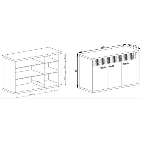 Commode BALESTRAND - Chêne - Tiroirs - Façade Décorative - 147 x 99 x 41 cm – Image 3