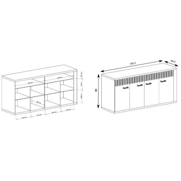 Commode BALESTRAND - Chêne - Tiroirs - Façade décorative - 192 x 99 x 41 cm – Image 2