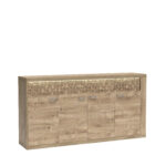 Commode BALESTRAND - Chêne - Tiroirs - Façade Décorative - Plateau Lumineux - 192 x 99 x 41 cm