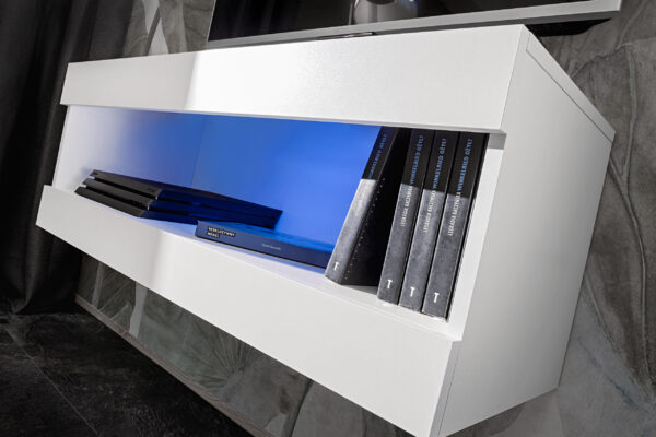 Meuble TV, Tivoli RTV2, Wotan/Blanc, Largeur 100cm x Hauteur 36cm x Profondeur 35cm, LED RGB, pour Salon, Chambre – Image 3