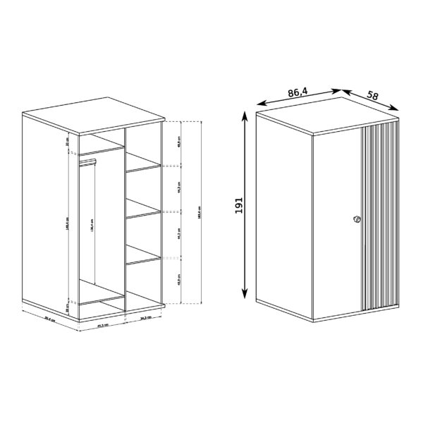 Armoire NAKUSP - Chêne - Lames - 87 x 191 x 58 cm – Image 2