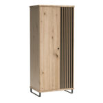 Armoire NAKUSP - Chêne - Lattes - Pieds en métal - 87 x 191 x 58 cm