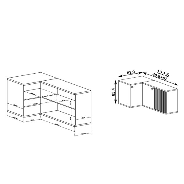 Commode Narożna NASKUP - Chêne - Lames - 123 x 86 x 41 cm – Image 2