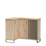 Commode Narożna NASKUP - Chêne - Lames - Pieds en Métal - 123 x 86 x 41 cm