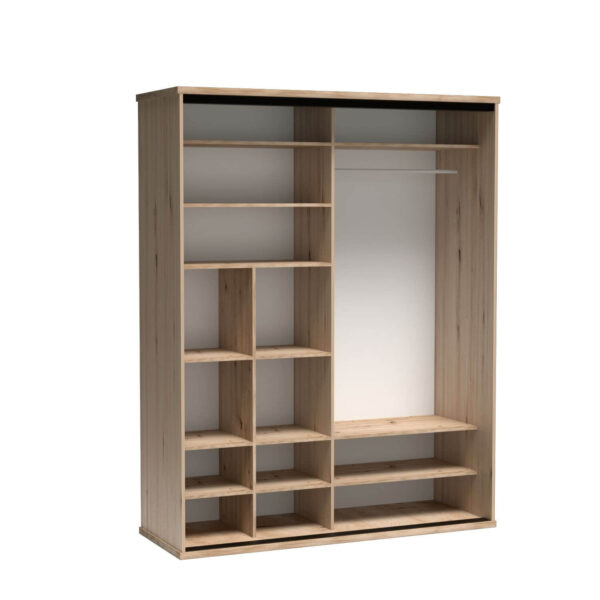 Grande Armoire NAKUSP - Chêne - Lames - Miroir - Coulissante - 179 x 216 x 61 cm – Image 3