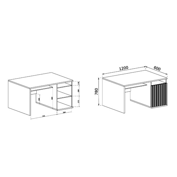 Bureau NAKUSP - Chêne - Lames - 120 x 78 x 60 cm – Image 3