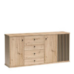 Commode NASKUP - Chêne - Lattes - Tiroirs - 183 x 86 x 41 cm