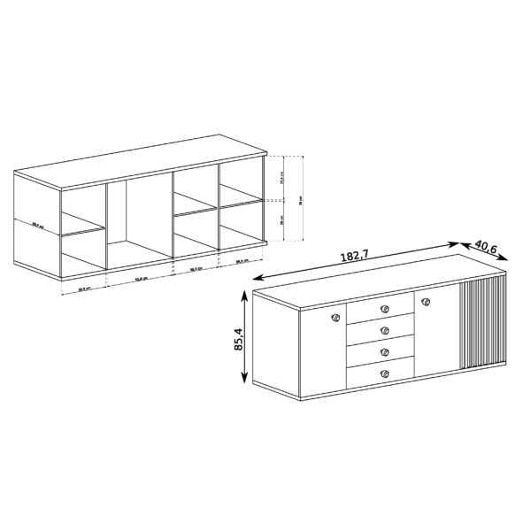 Commode NASKUP - Chêne - Lattes - Tiroirs - 183 x 86 x 41 cm – Image 2