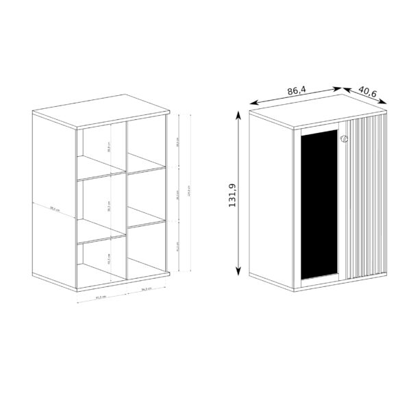 Vitrine Stojąca NAKUSP - Chêne - Lames - 87 x 132 x 41 cm – Image 3