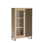Vitrine Stojąca NAKUSP - Chêne - Lames - Éclairage - 87 x 132 x 41 cm