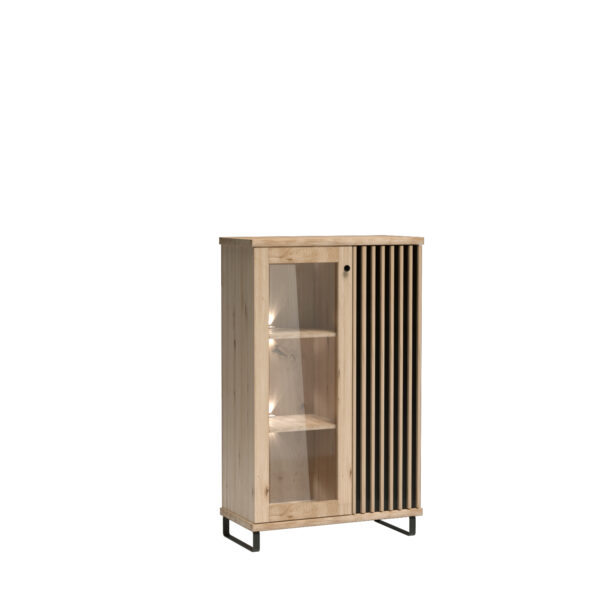 Vitrine Stojąca NAKUSP - Chêne - Lames - Éclairage - 87 x 132 x 41 cm – Image 4