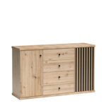 Commode NASKUP - Chêne - Lames - Tiroirs - 143 x 86 x 41 cm