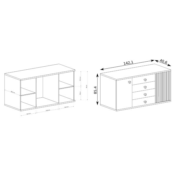 Commode NASKUP - Chêne - Lamelles - Tiroirs - Pieds en Métal - 143 x 86 x 41 cm – Image 3