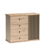 Commode NASKUP - Chêne - Lattes - Tiroirs - 102 x 86 x 41 cm