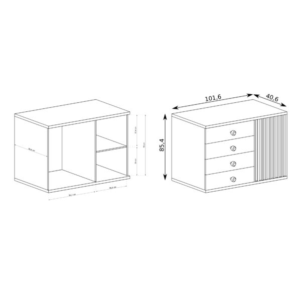 Commode NASKUP - Chêne - Lattes - Tiroirs - 102 x 86 x 41 cm – Image 2