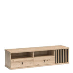 Meuble TV NAKUSP - Chêne - Lames - Tiroirs - 161 x 44 x 41 cm