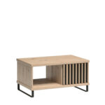 Table Basse NAKUSP - Chêne - Lames - Pieds en Métal - 90 x 36 x 58 cm