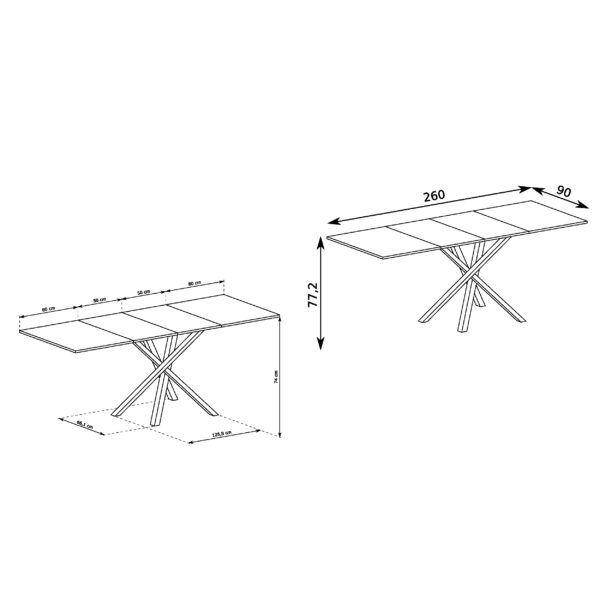 Table à manger extensible NAKUSP - Chêne - Pieds en métal noir - 98 x 7 x 81 cm – Image 3