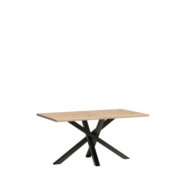 Table à manger extensible NAKUSP - Chêne - Pieds en métal noir - 98 x 7 x 81 cm – Image 4